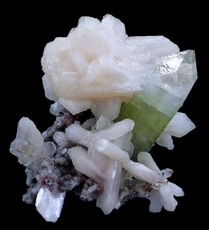 Fluorapophyllite Crystal Stilbite & Chalcedony