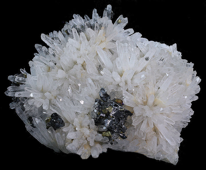 Quartz Crystal Cluster with Galena Sphalerite & Chalcopyrite